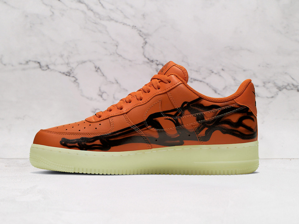 Nike Air Force 1 Low 'Orange Skeleton' 2020 – Starfish Orange Leather with Black Skeletal Graphics