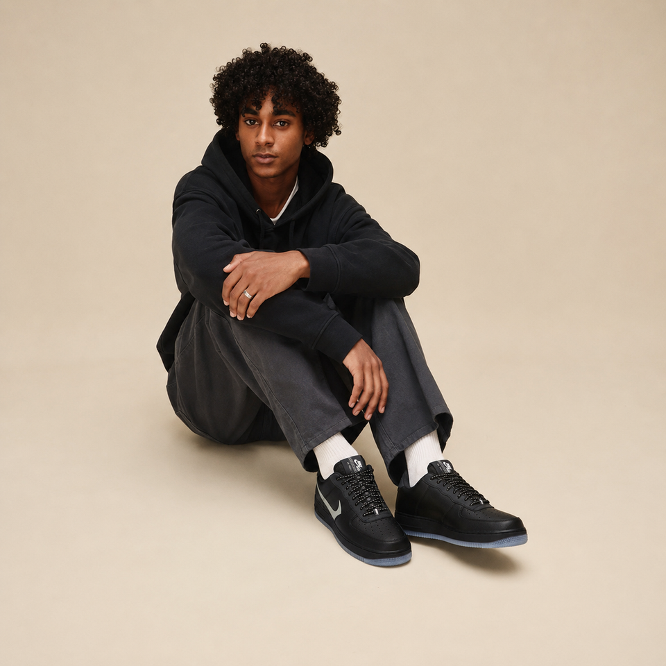 Air force 1 Lv8 Black Anthracite Swoosh