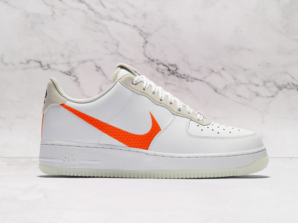 Nike Air Force 1 '07 LV8 'White/Total Orange' – White Leather Upper with Vibrant Orange Swoosh Nike Air Force 1 '07 LV8 'White/Total Orange' – White Leather Upper with Vibrant Orange Swoosh