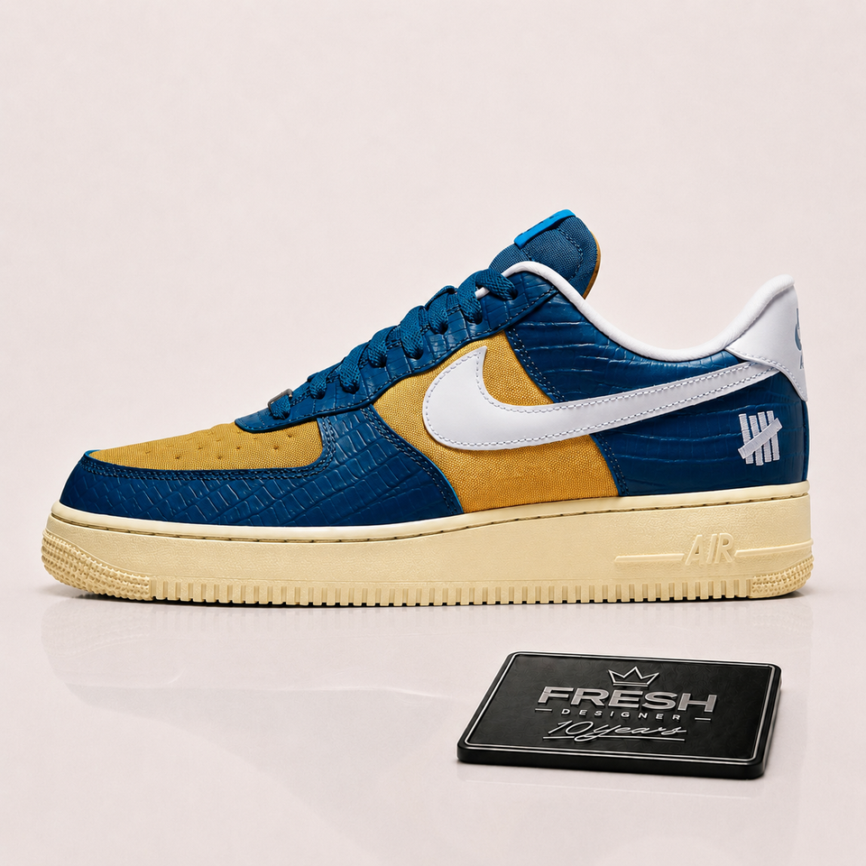 Air force 1 SE Undefeated 5 on it Blue yellow crock