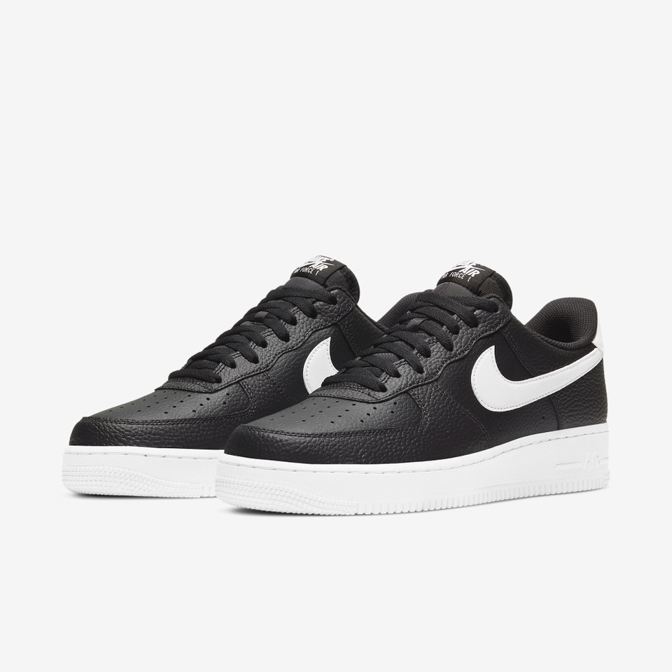 Air force 1 Black white Pebbled leather