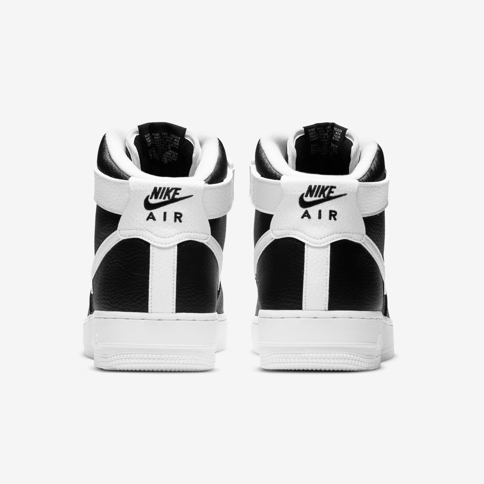 Air force 1 High Black white Pebbled leather