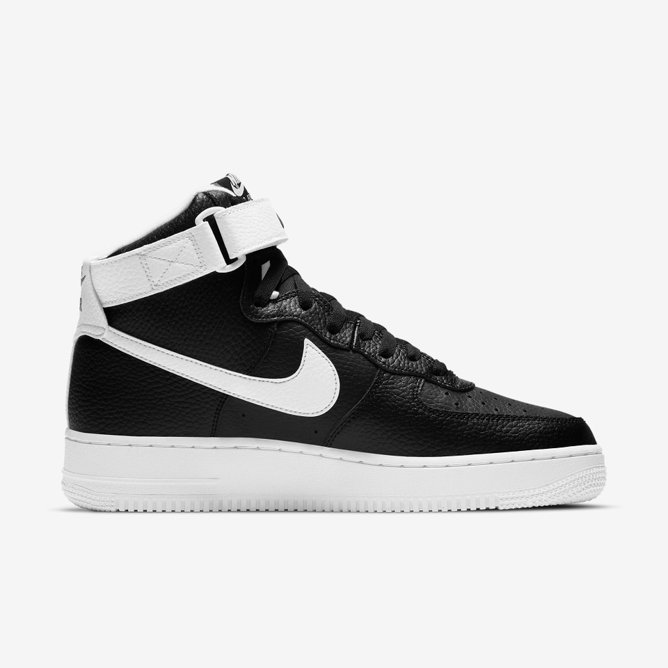 Air force 1 High Black white Pebbled leather