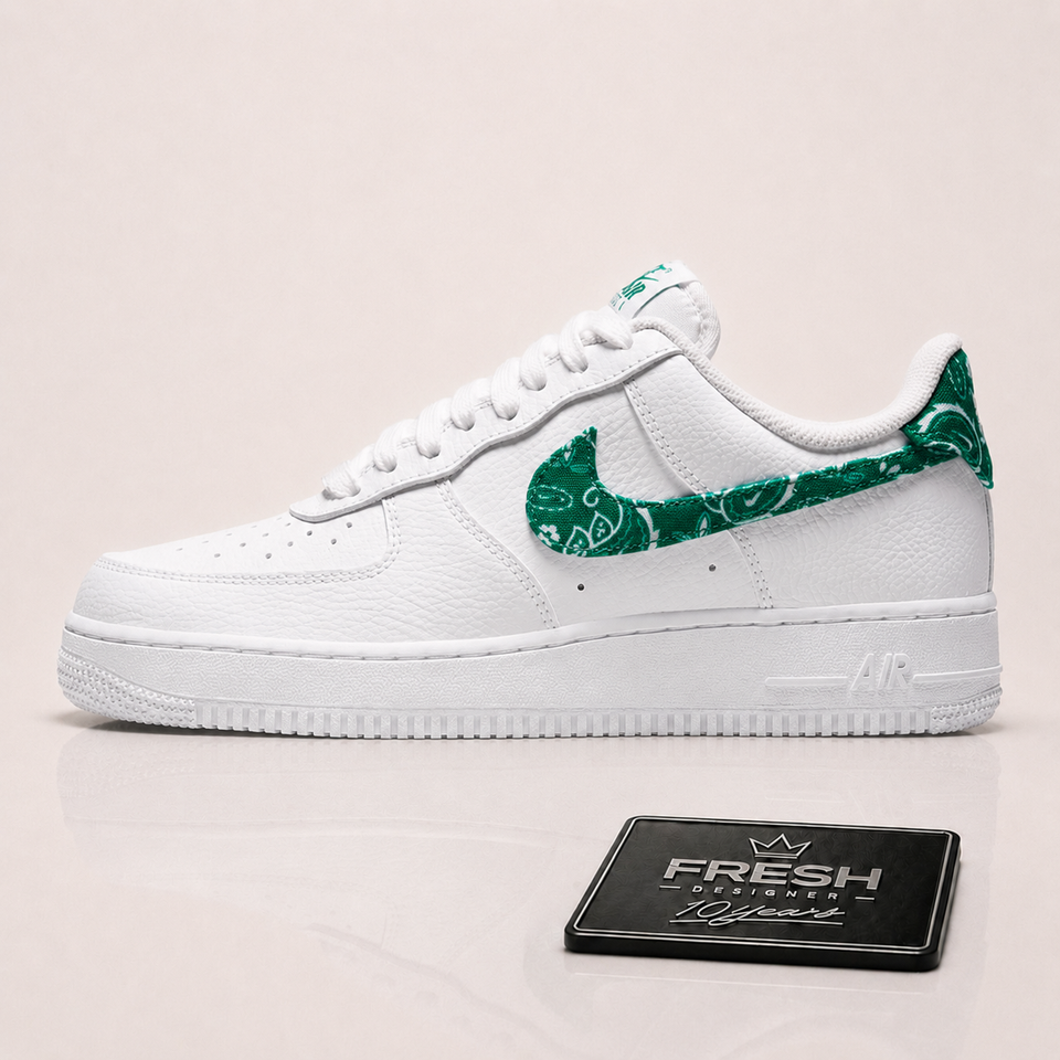 Air force 1 White green Paisley