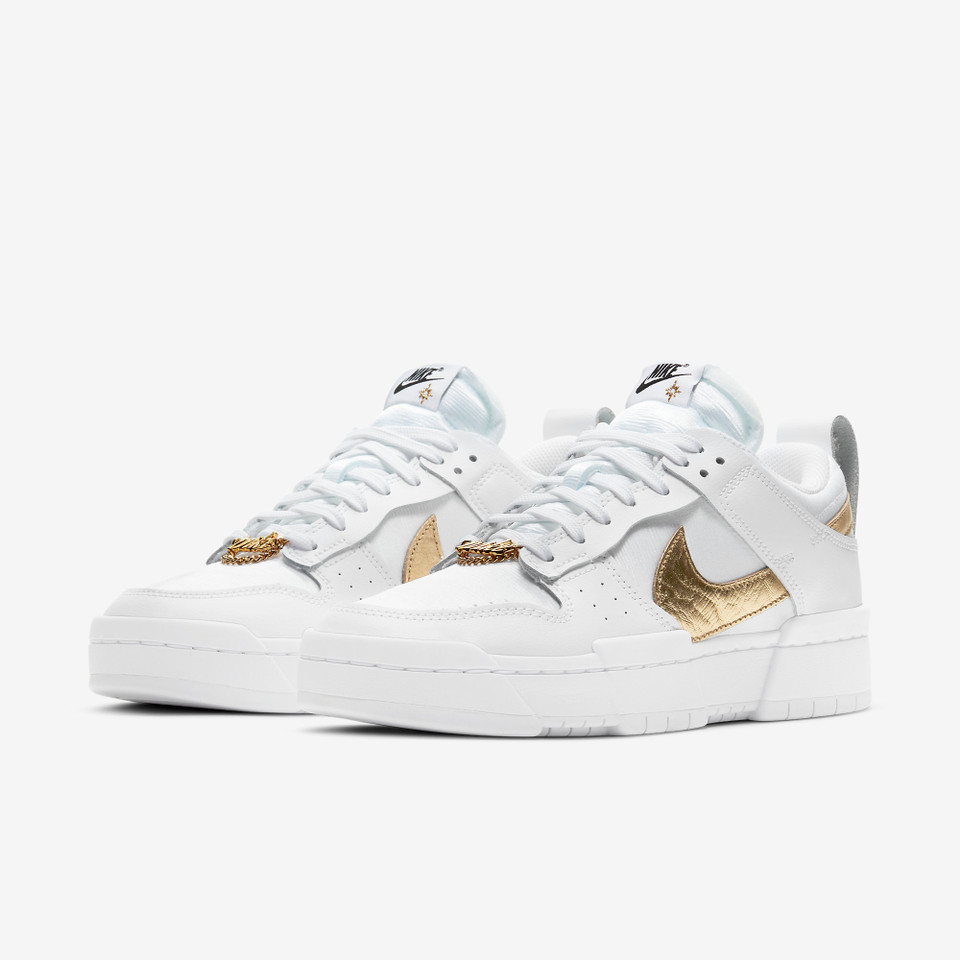 SB dunk Low Disrupt White metallic gold