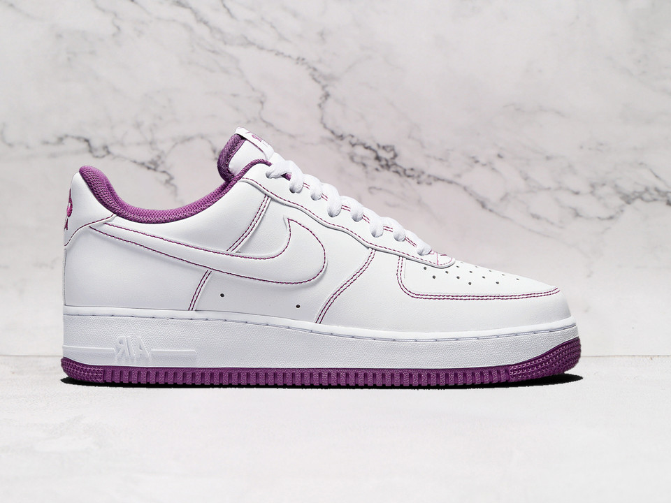 Nike Air Force 1 Low 'Contrast Stitch – White Viotech' – White Leather with Purple Stitching Nike Air Force 1 Low 'Contrast Stitch – White Viotech' – White Leather with Purple Stitching