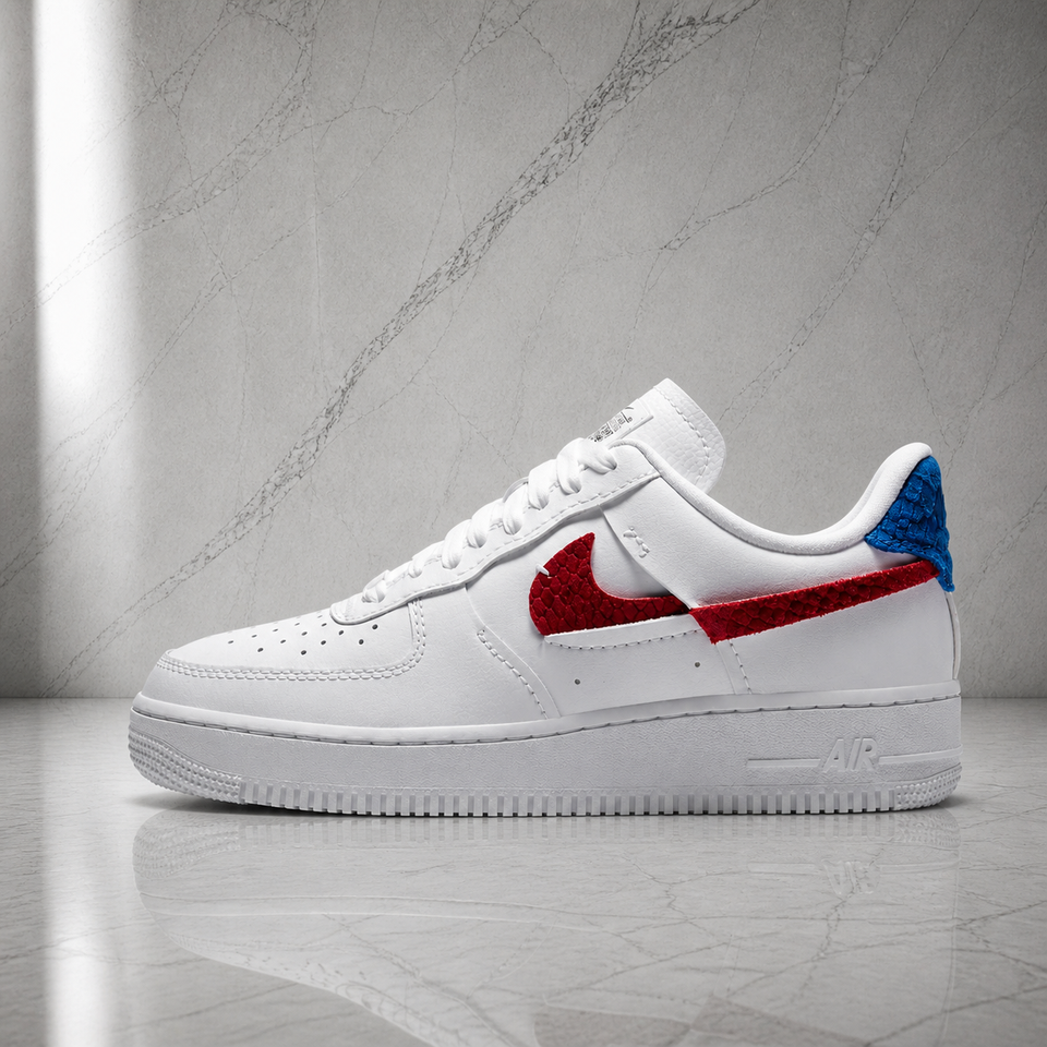 Air force 1 Lxx Vandalized White red royal Snakeskin