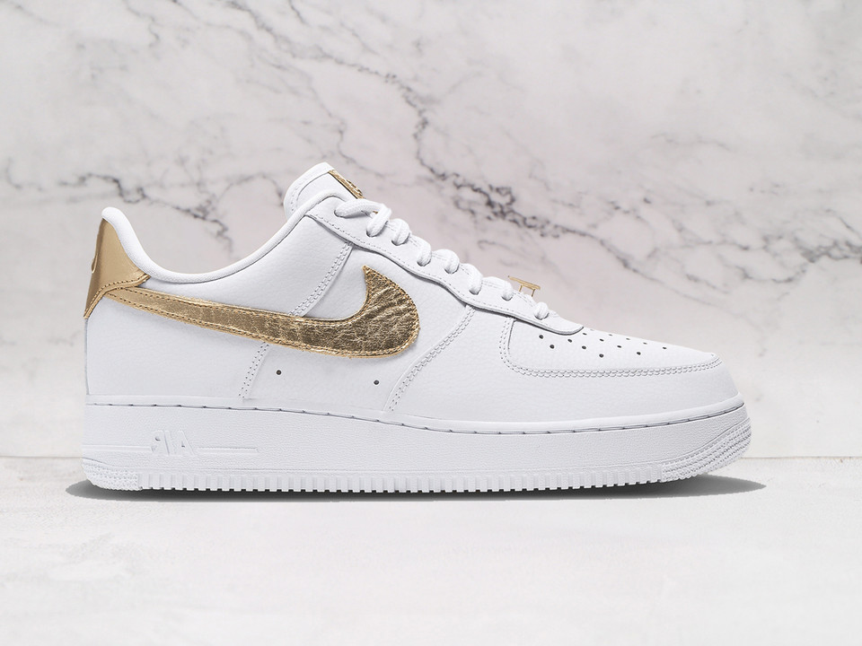 Air Force 1 White Metallic Gold – Sleek White Leather with Gold Accents Air Force 1 White Metallic Gold – Sleek White Leather with Gold Accents
