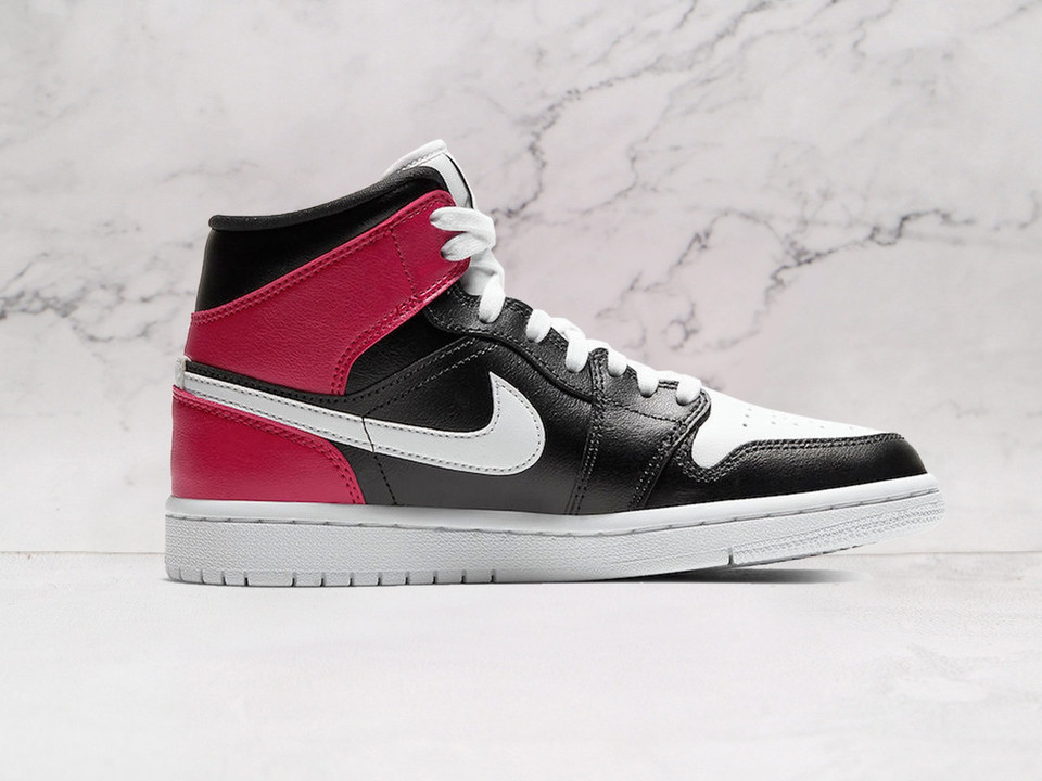 Air Jordan 1 Mid Black Noble Red – Encapsulated Air-Sole Unit and Black Rubber Outsole Air Jordan 1 Mid Black Noble Red – Encapsulated Air-Sole Unit and Black Rubber Outsole