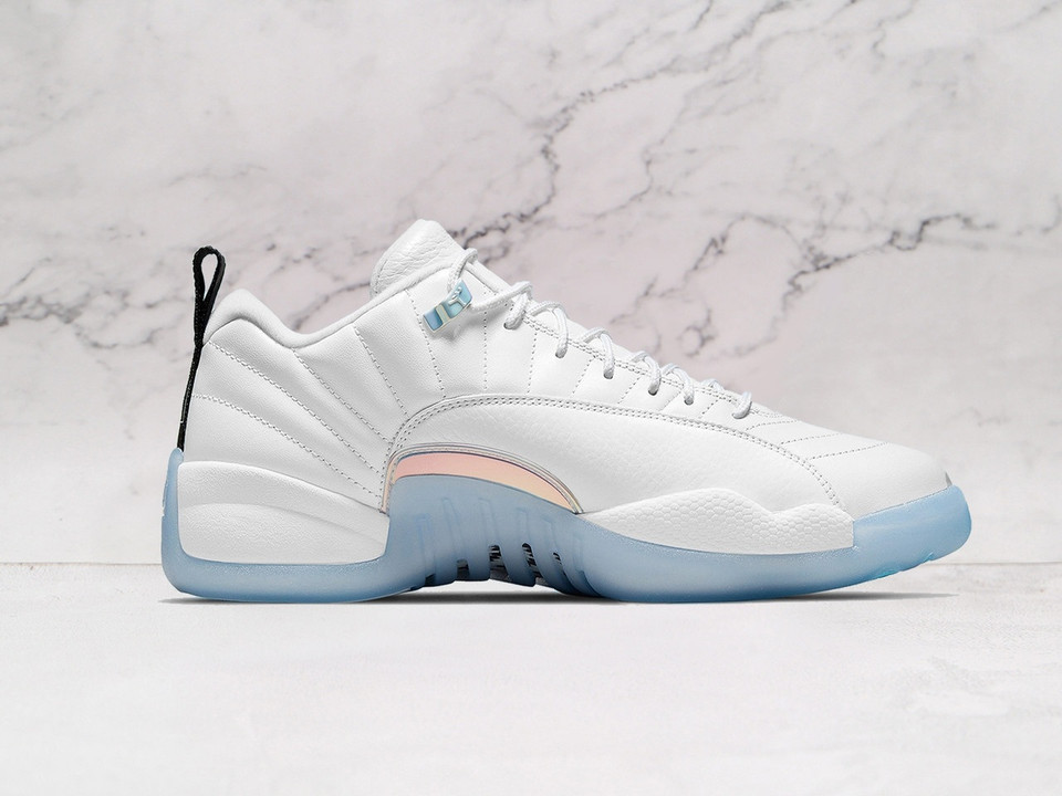 Medial angle of Air Jordan 12 Retro Low Easter with icy sole