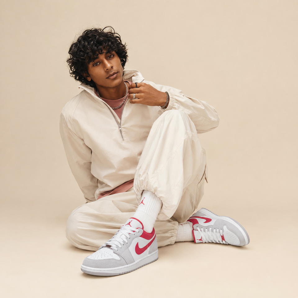 Air jordan 1 low Light smoke grey Red gym
