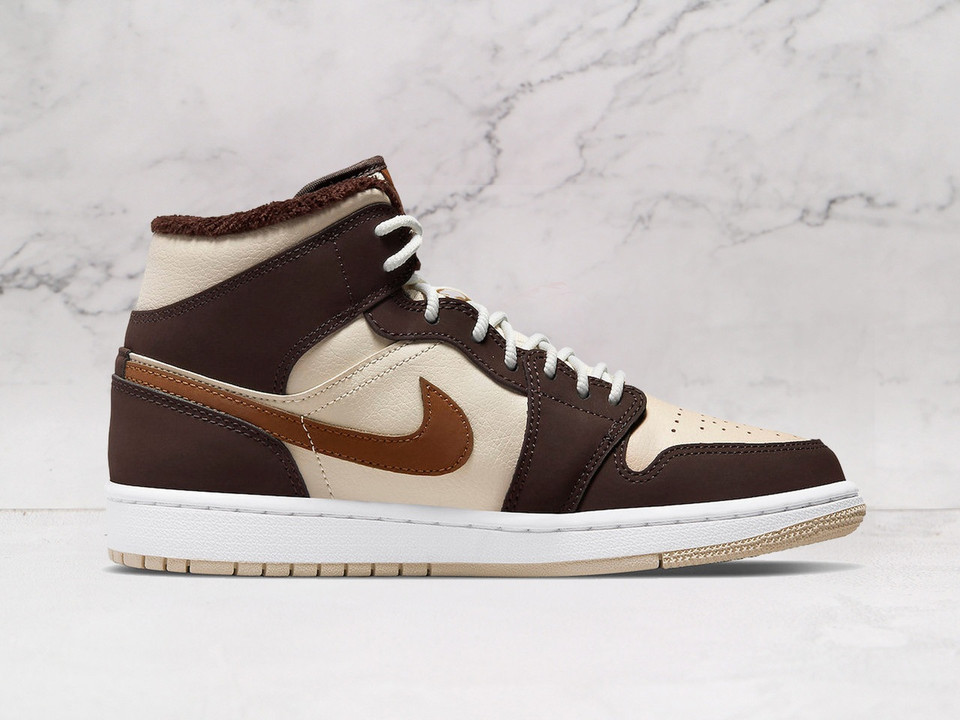AJ1 Mid SE – Brown Leather with Oatmeal Accents