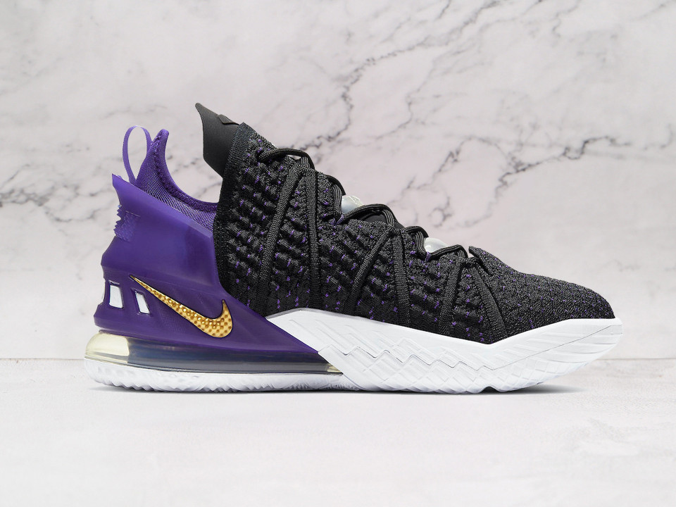 LeBron 18 Lakers Edition – Metallic Gold Swoosh Detail