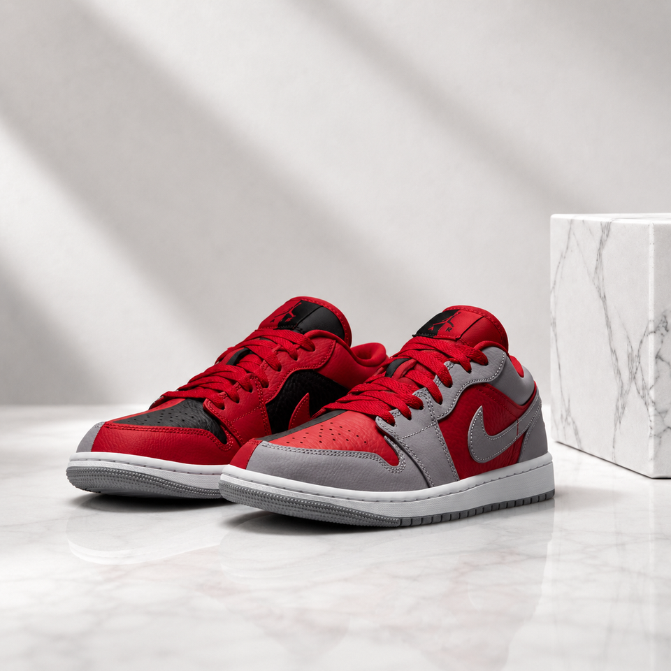 Jordan 1 Low SE Homage Split Gym Red Cement Grey