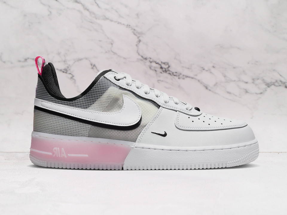 Nike Air Force 1 React White Black Pink with black Swoosh and Pink Spell tabs Nike Air Force 1 React White Black Pink with black Swoosh and Pink Spell tabs