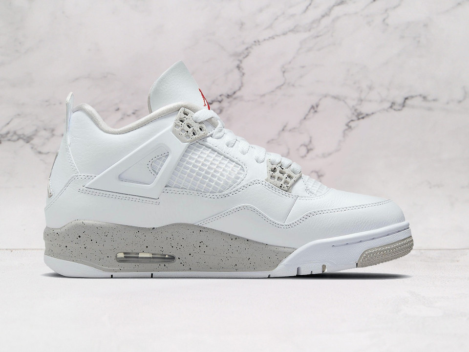 Air Jordan 4 Retro Oreo in white with iconic design and durable leather material Air Jordan 4 Retro Oreo in white with iconic design and durable leather material