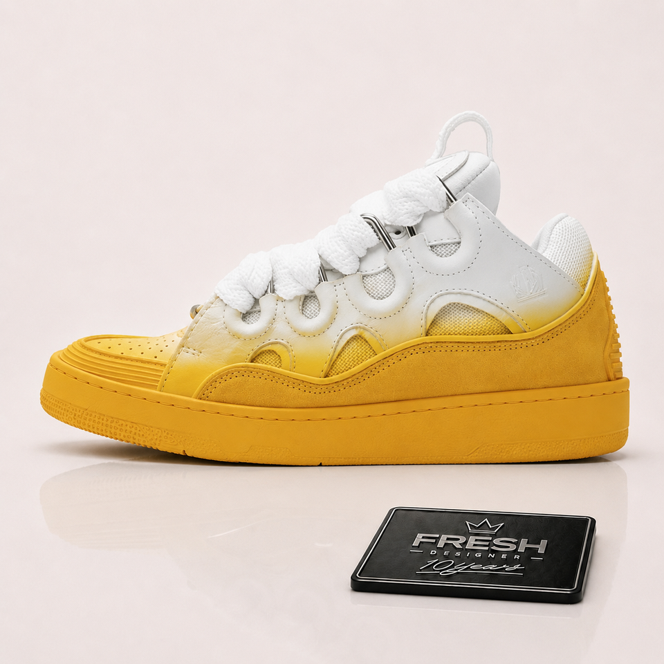 LANVIN  White Yellow Curb XL Sneakers