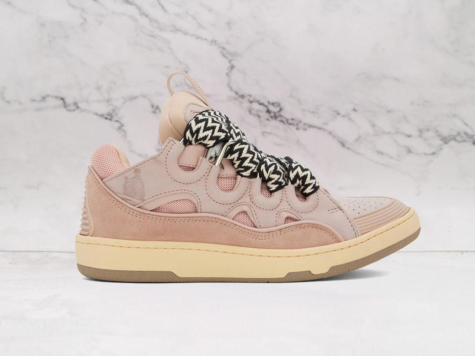 LANVIN Pink Curb Sneakers – Bold High-Fashion Streetwear