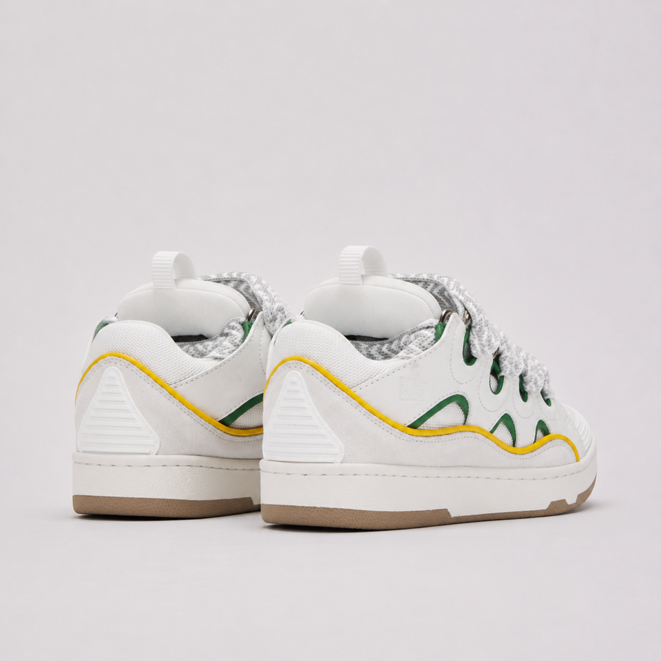 Lanvin Exclusive White & Green Curb Sneakers