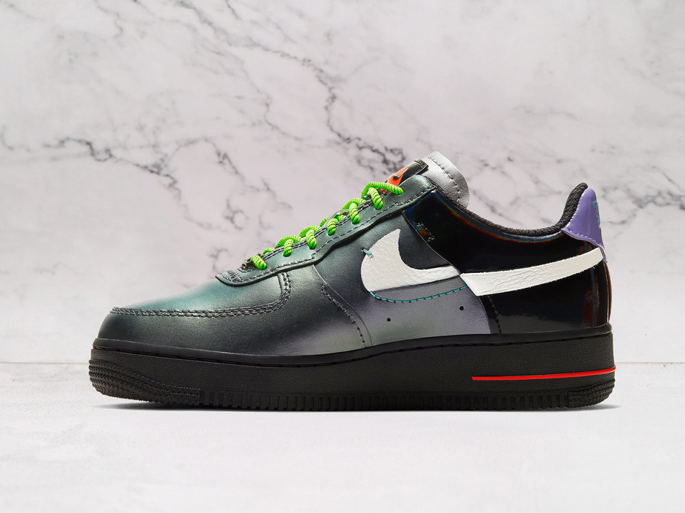 Nike Air Force 1 LX Vandalized Joker medial view with violet heel counter Nike Air Force 1 LX Vandalized Joker medial view with violet heel counter
