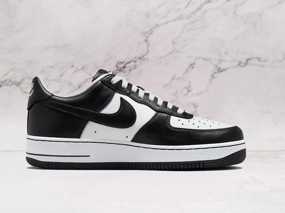White Nike Air Force 1 Terror Squad medial view with TS embroidery White Nike Air Force 1 Terror Squad medial view with TS embroidery