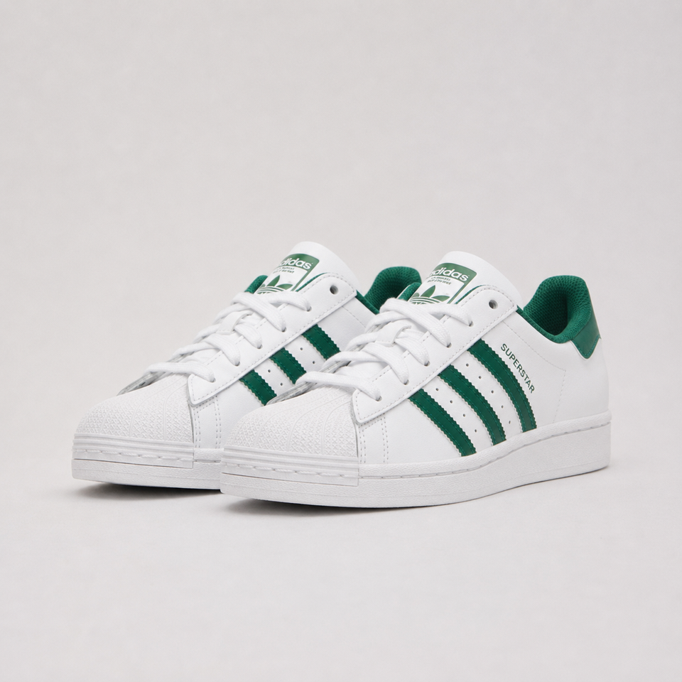 ADIDAS ORIGINALS  White & Green Superstar Sneakers