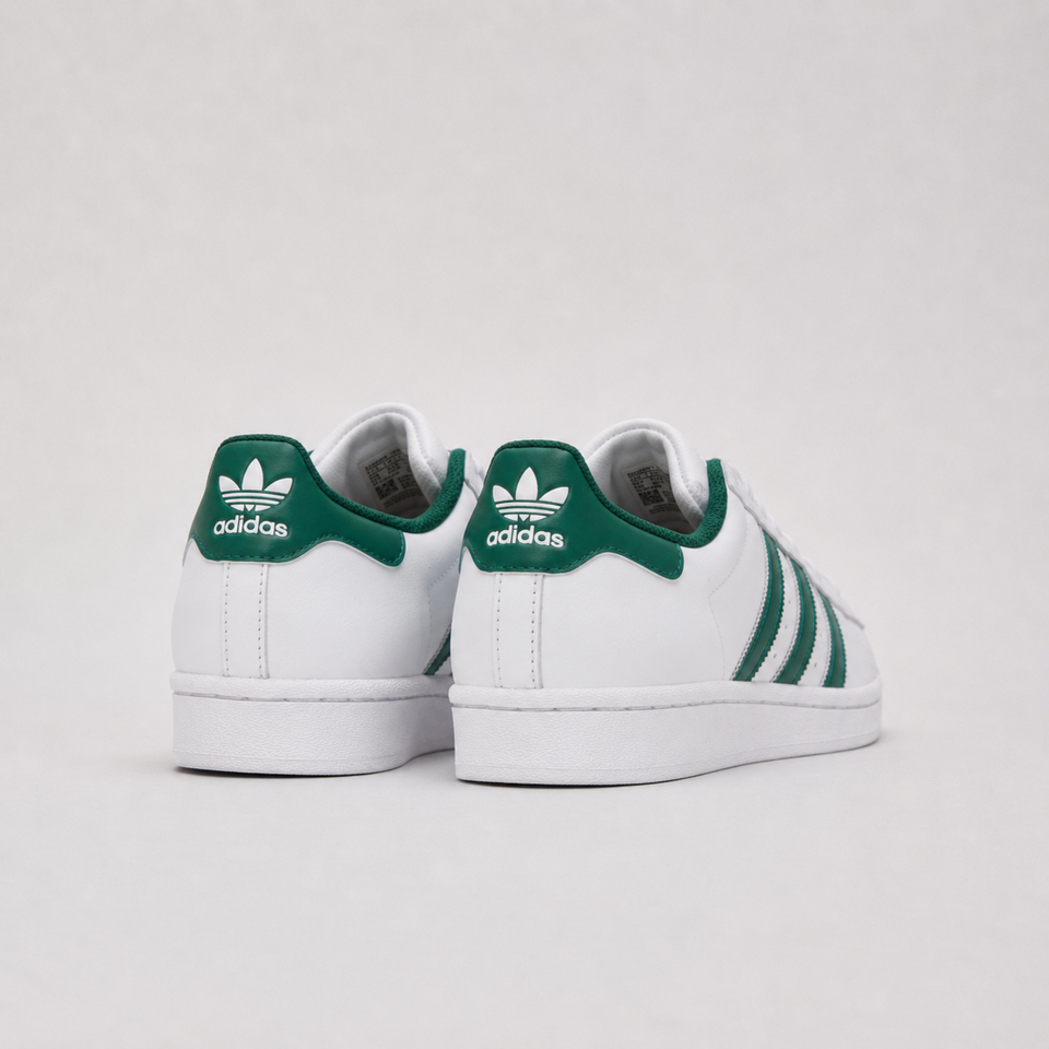 ADIDAS ORIGINALS  White & Green Superstar Sneakers