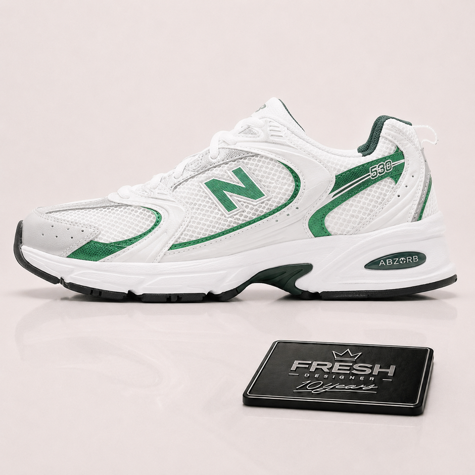 NEW BALANCE  White & Green 530 Sneakers