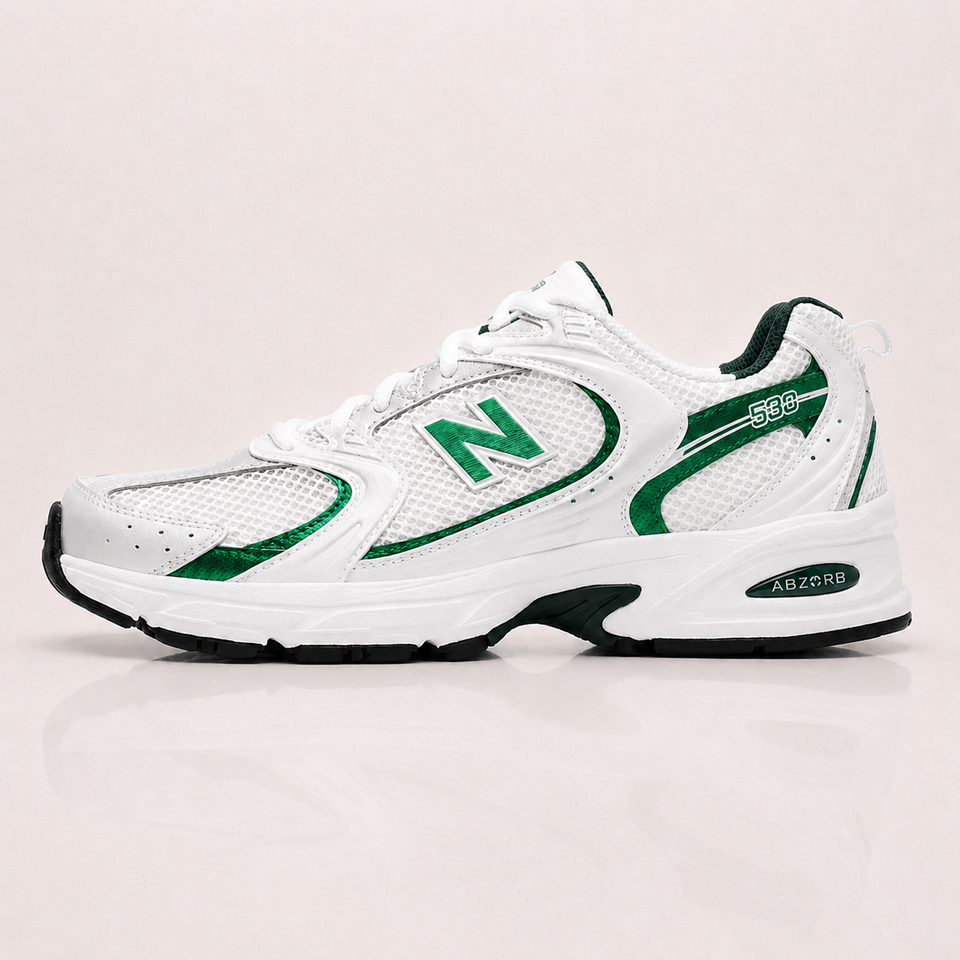 NEW BALANCE  White & Green 530 Sneakers