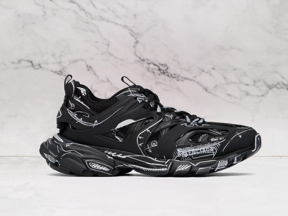 BALENCIAGA Black & White Track – Layered Sneaker Design