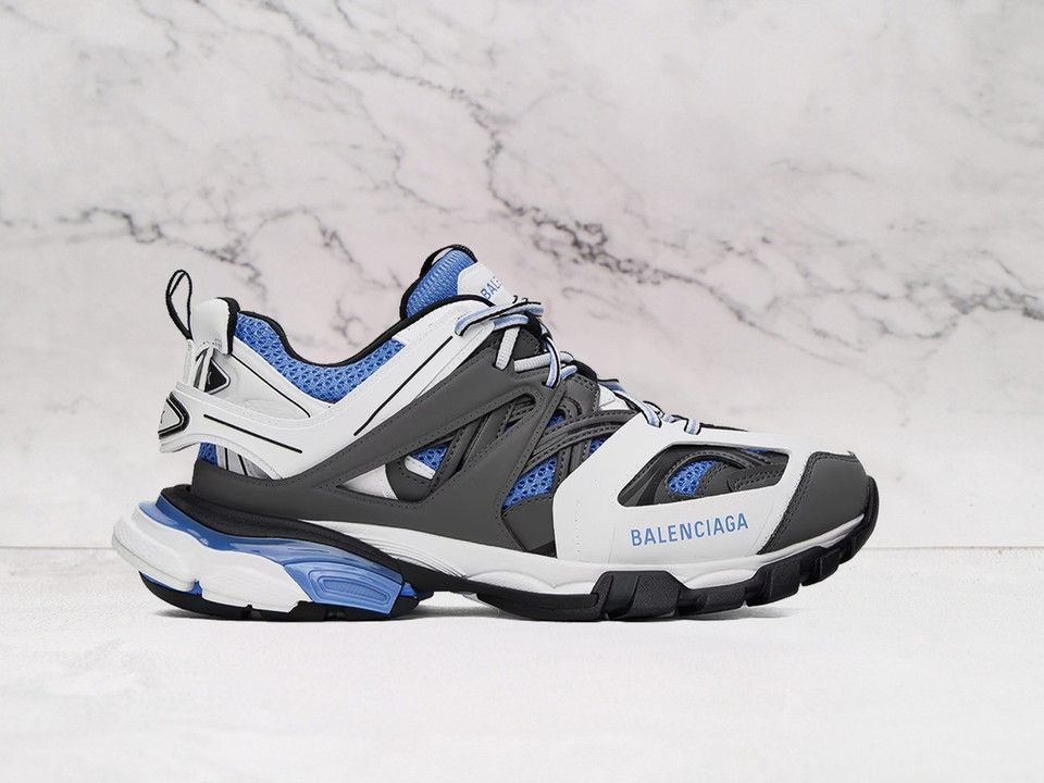 Balenciaga Track White & Blue – Sculpted Sole & Multi-Layered Design