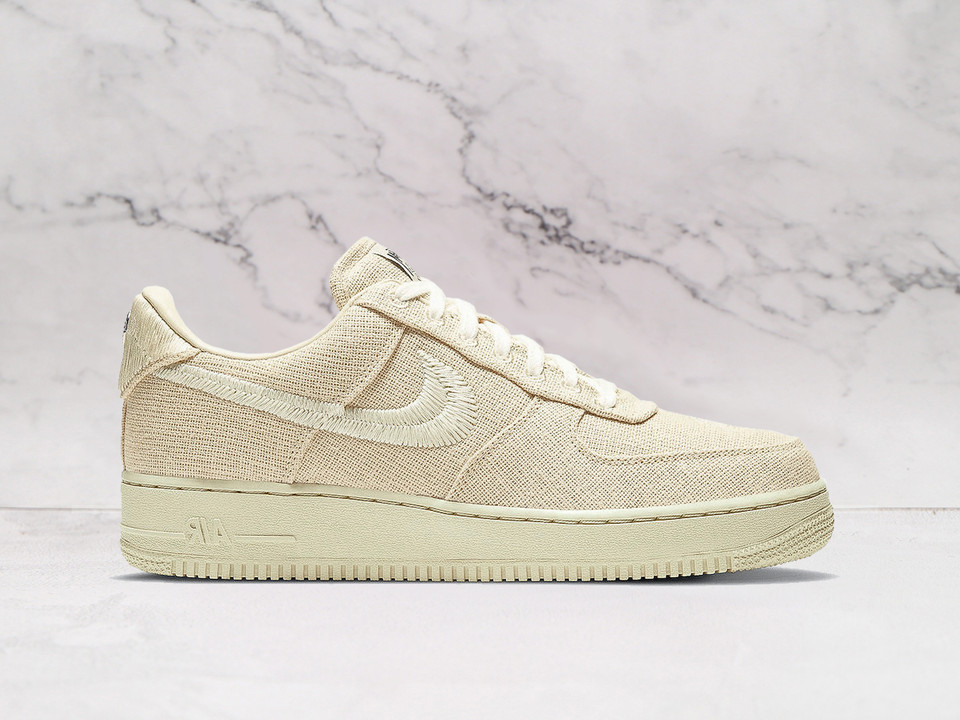 Nike Air Force 1 Low Stussy Fossil sneaker with woven canvas and cream sole