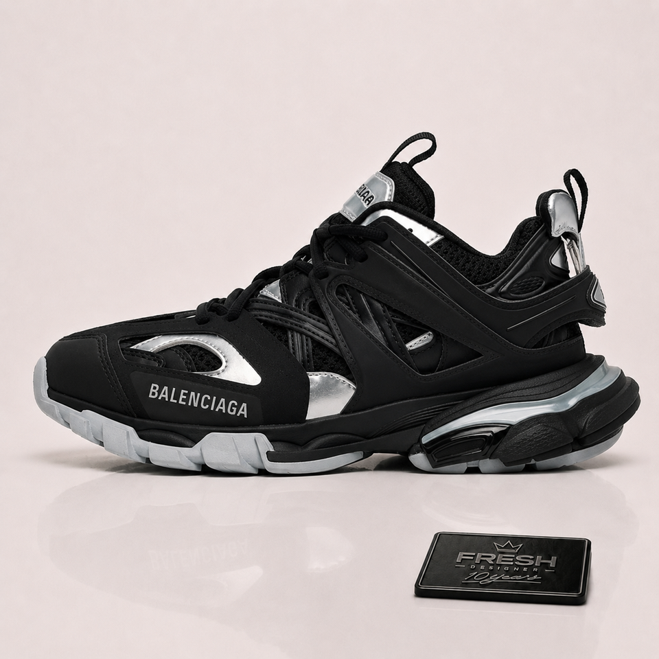 Balenciaga Track Sneakers – Black Silver Metallic