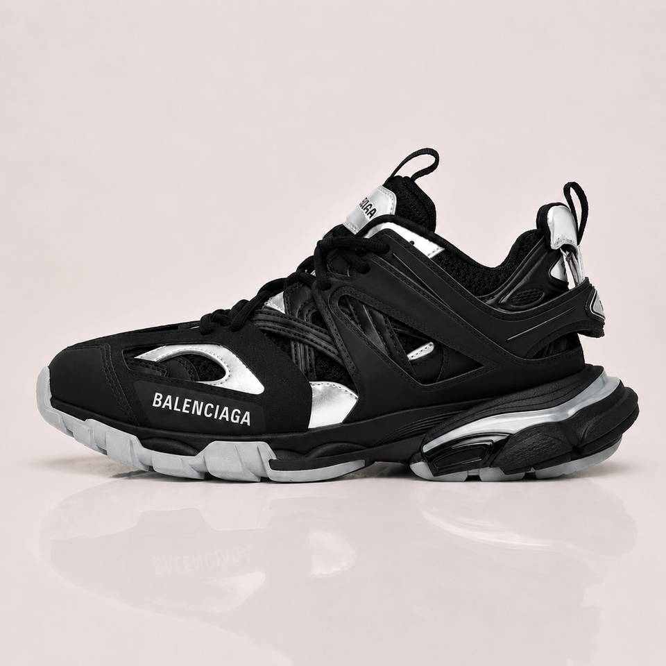 Balenciaga Track Sneakers – Black Silver Metallic