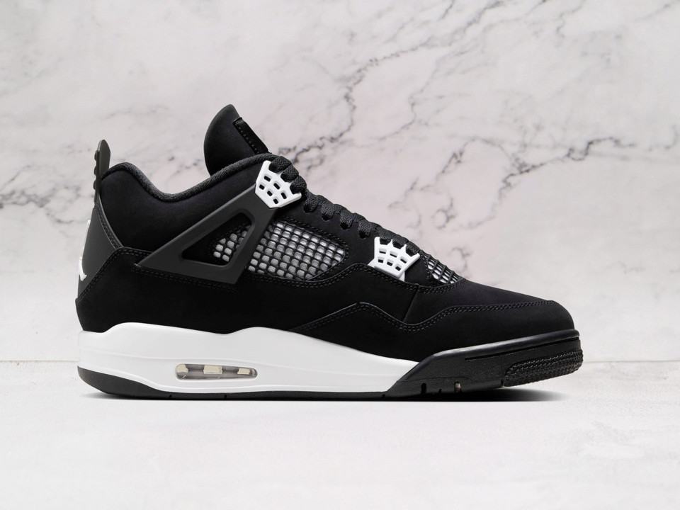 Air Jordan 4 Retro White Thunder Sneakers Side View Air Jordan 4 Retro White Thunder Sneakers Side View