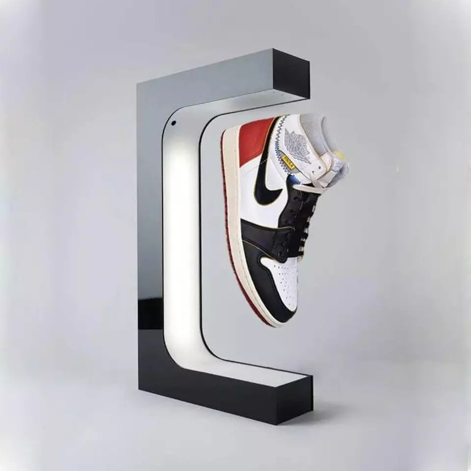 Floating Sneaker Display Stand with Magnetic Levitation and LED Lighting