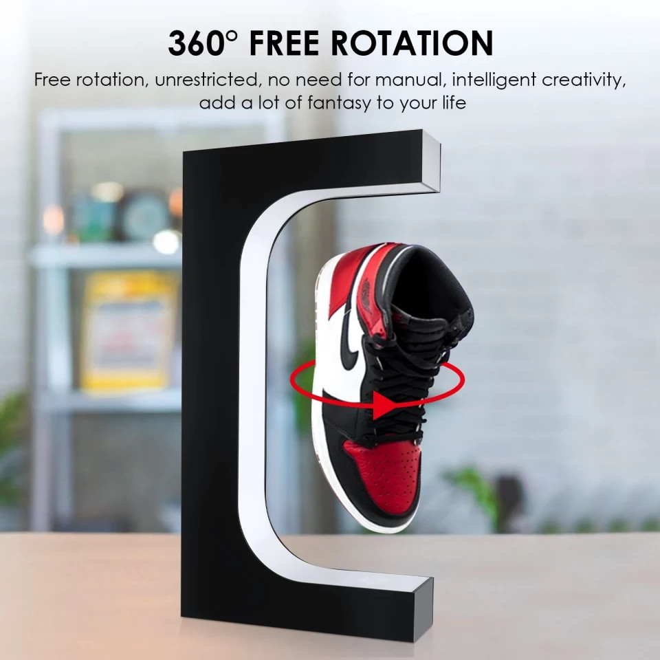Floating Sneaker Display – Magnetic Levitation Stand with LED Lighting