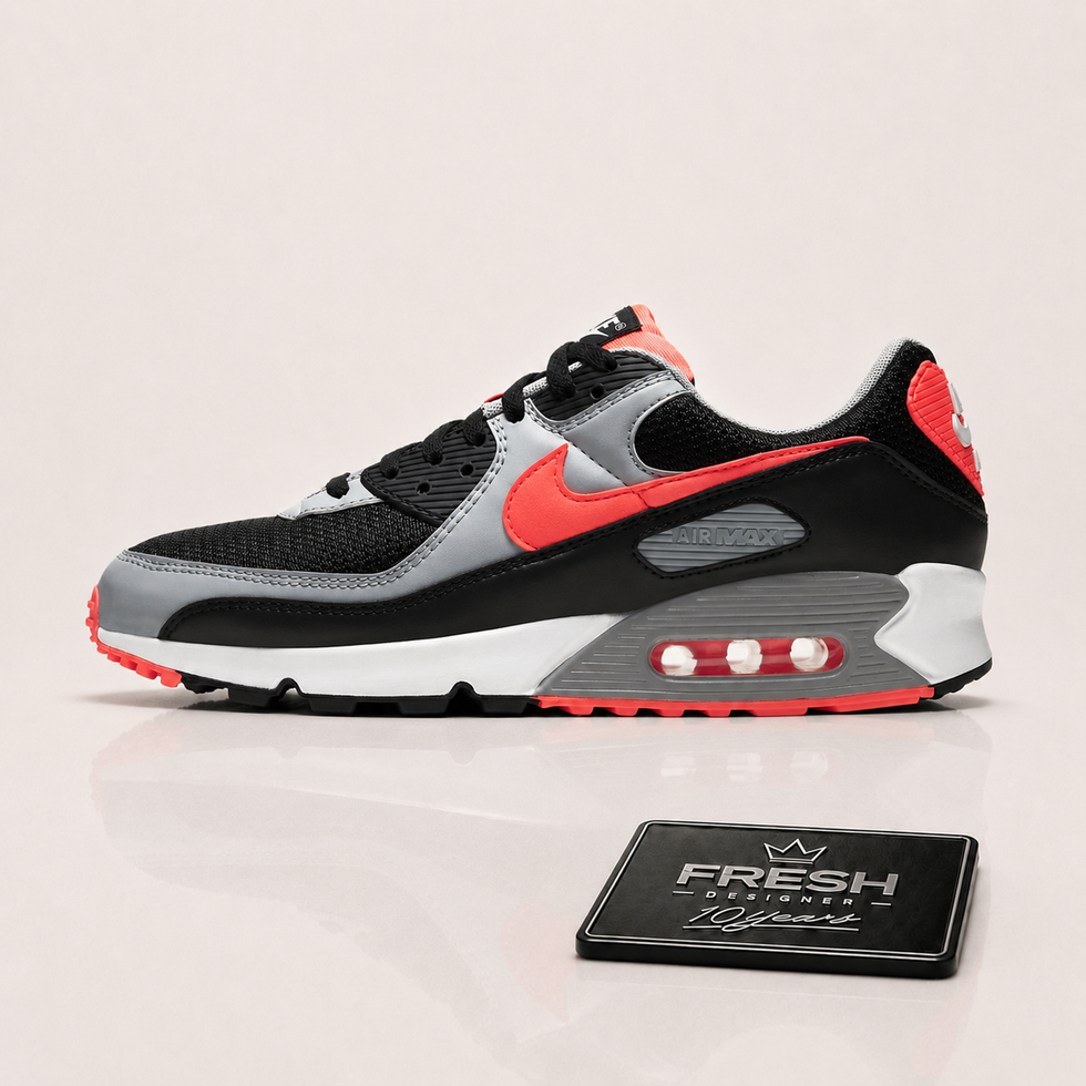 Air max 90 Black radiant red wolf grey