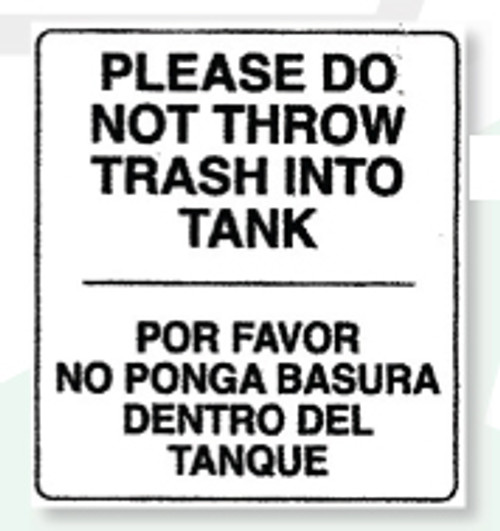 Restroom Decals | Do No Throw Trash Into Tank