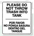 Restroom Decals | Do No Throw Trash Into Tank