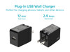 USB-A WALL CHARGER BLACK (12W)