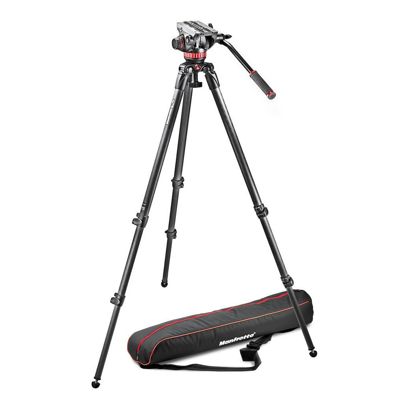 MANFROTTO MVH502A FLUID HEAD AND 535 CF TRIPOD SYSTEM WITH CARRYING BAG