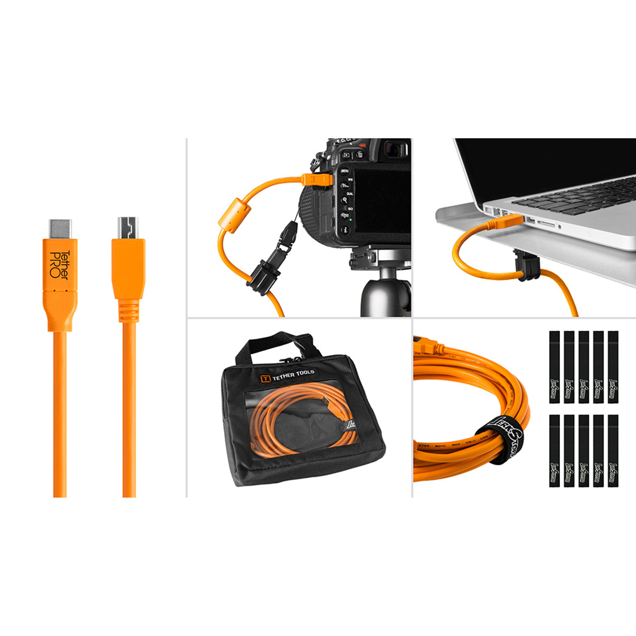 TETHER TOOLS STARTER TETHERING KIT WITH USB 2.0 TYPE-A TO MICRO-B 5-PIN CABLE (15' - ORANGE)