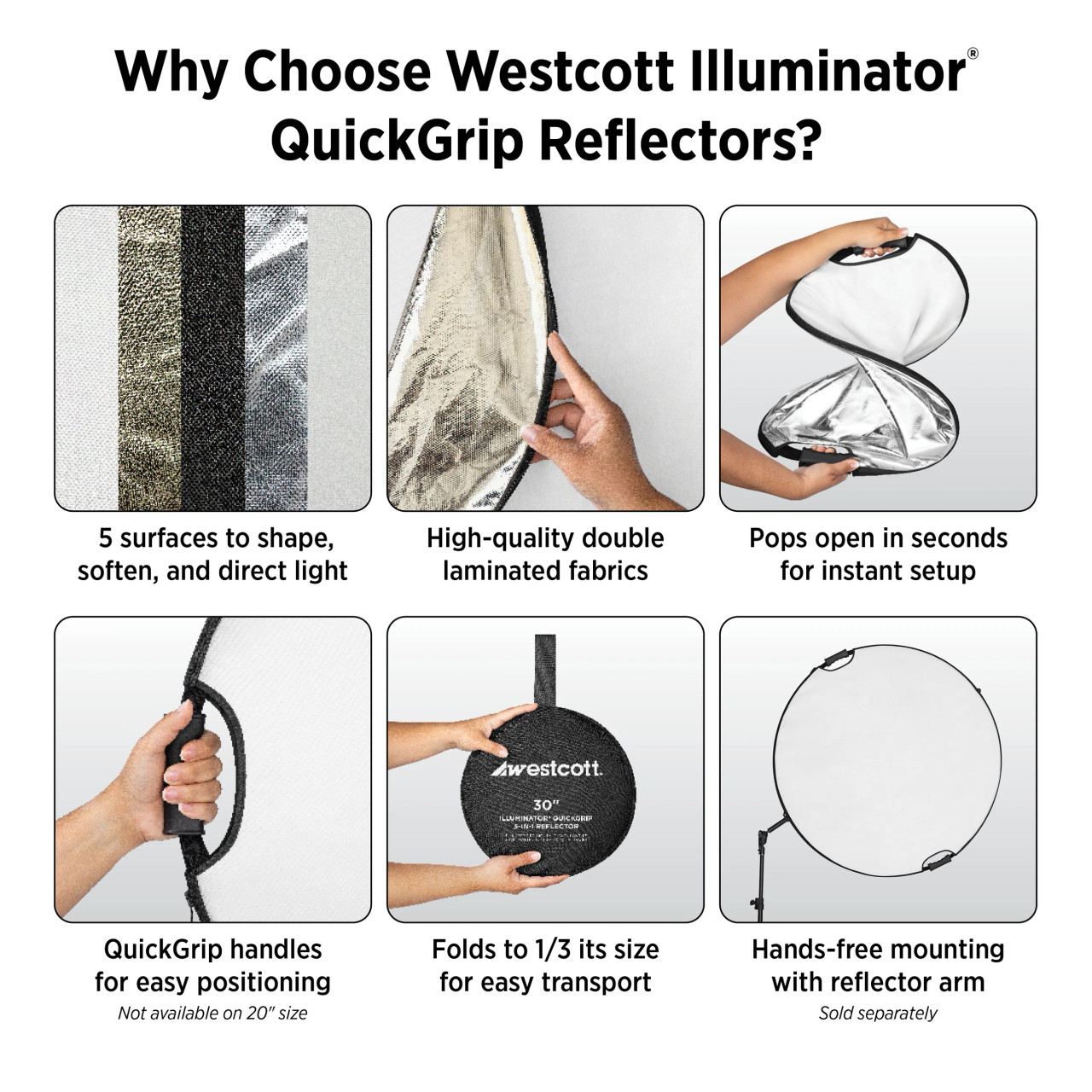 WESTCOTT ILLUMINATOR QUICKGRIP 5-IN-1 REFLECTOR  (50")