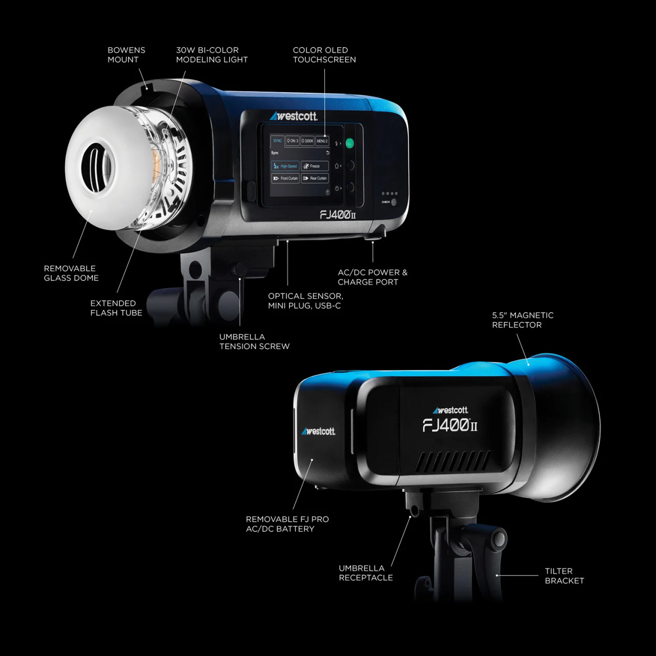 WESTCOTT FJ400 II TOUCHSCREEN STROBE W/FJ PRO BATTERY