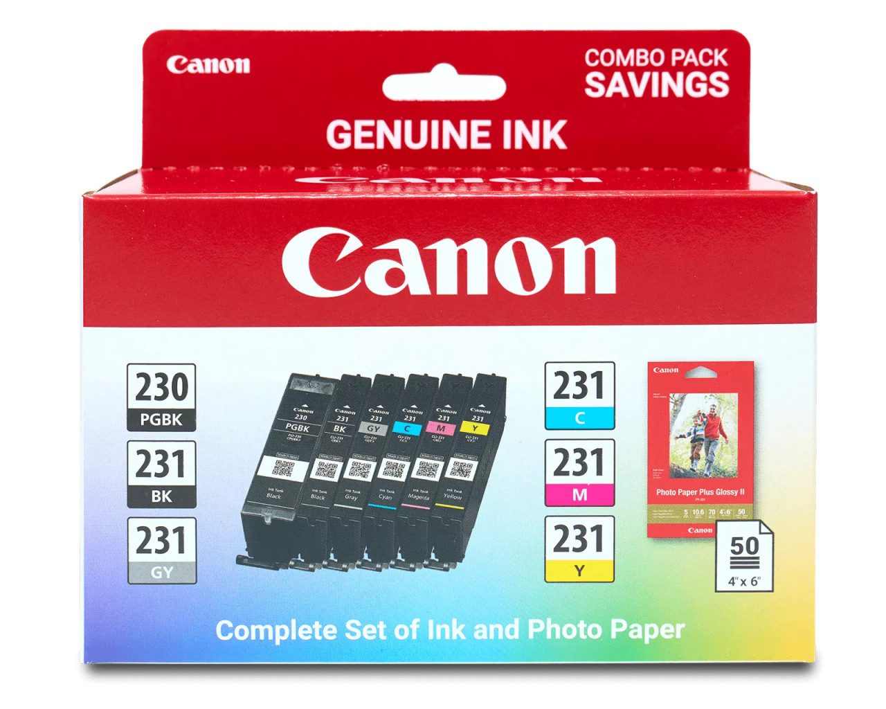 CANON PGI-230/CLI-231 COMBO INK PACK W/PAPER CANON PGI-230/CLI-231 COMBO INK PACK W/PAPER