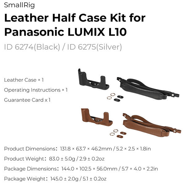 SMALLRIG LEATHER HALF CASE - PANASONIC L10 (BLACK)
