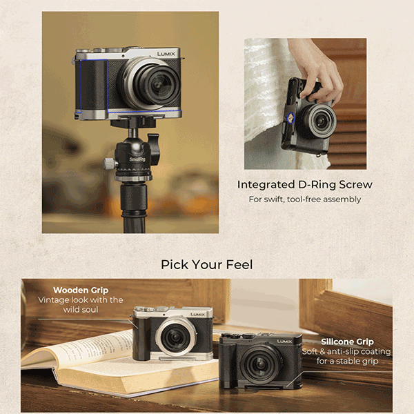 SMALLRIG L-SHAPED MOUNT PLATE W/WOOD HANDLE - PANASONIC  L10 (SILVER)