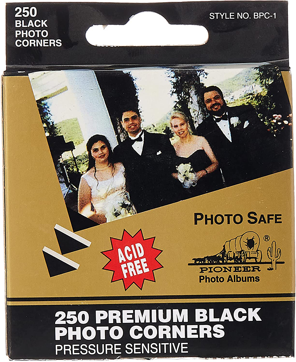 Pioneer Photo Corners Self Adhesive, 250/Pkg, Black