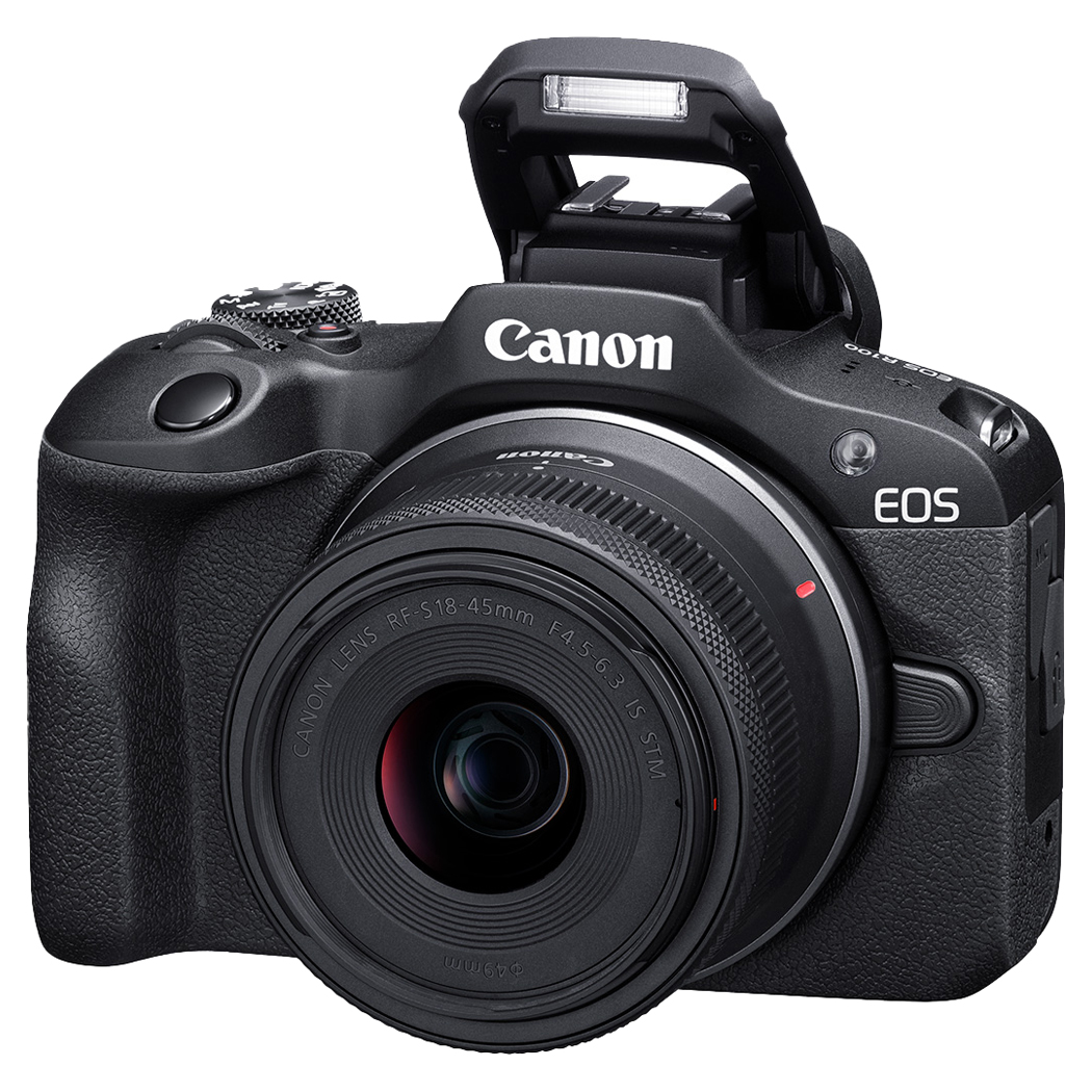 Canon EOS R100 Mirrorless Camera w/Canon RF-S 18-45mm is STM Lens & EF  75-300mm III Lens + 64GB Memory Card + Case + Photo and Video Editor & More